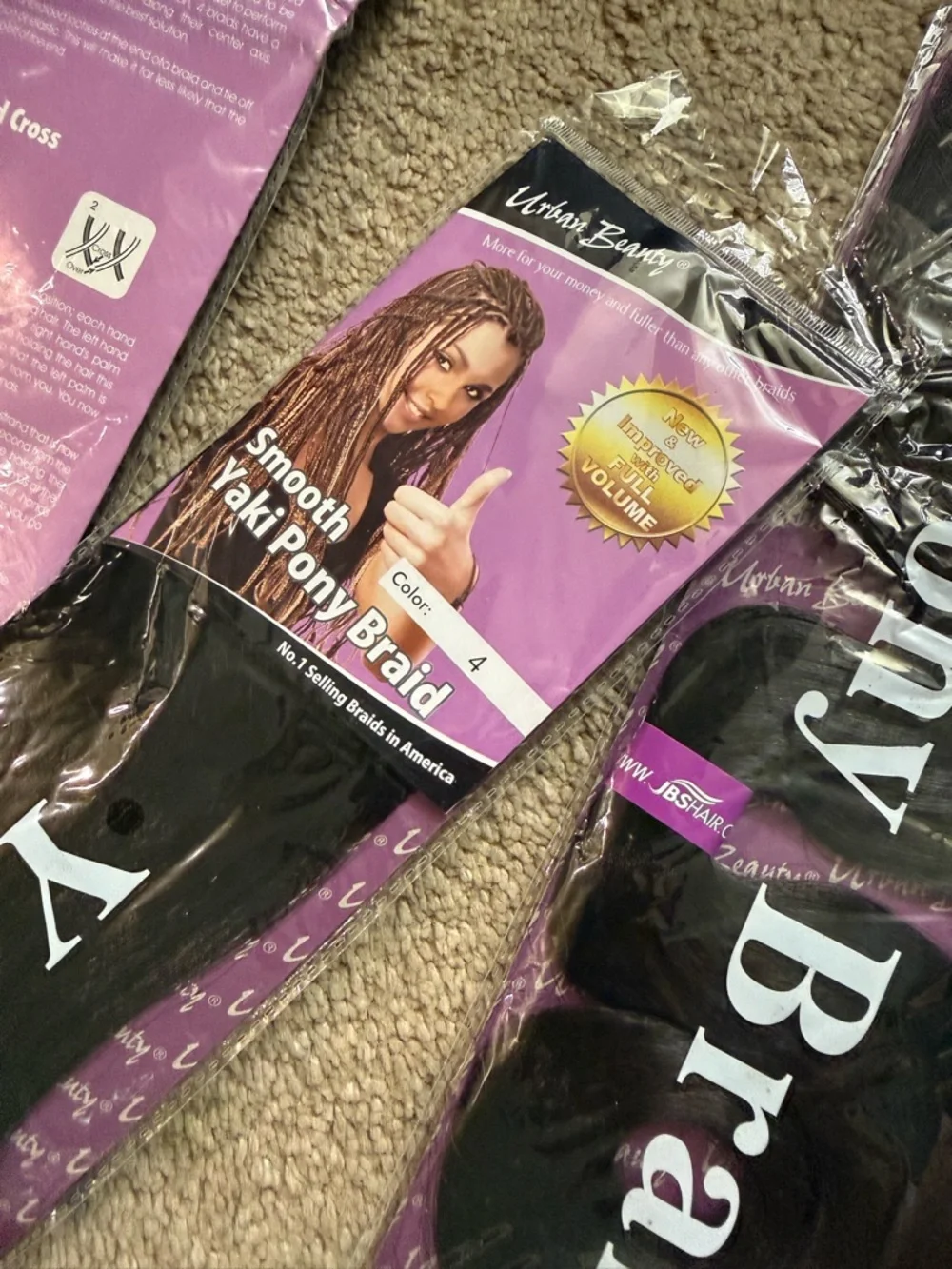 Urban Beauty Smooth Yaki Pony Braid Hair Extensions Color 4 Lot of‎ 4 NEW